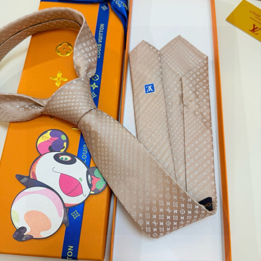Louis Vuitton Style Men's Textured Silk Tie