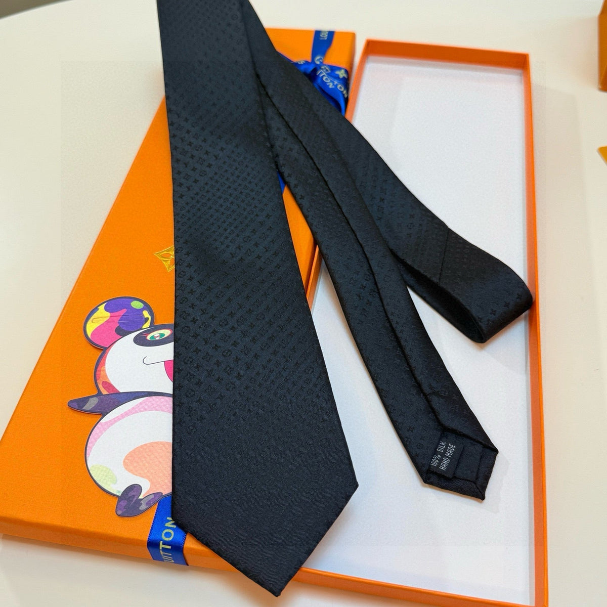 Louis Vuitton Style Men's Textured Silk Tie
