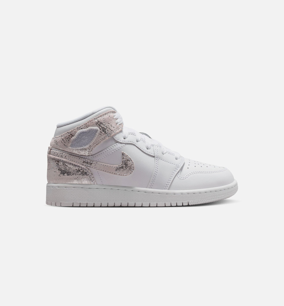 Air Jordan 1 Mid SE Youth Lifestyle Sneakers - White/Field Silver