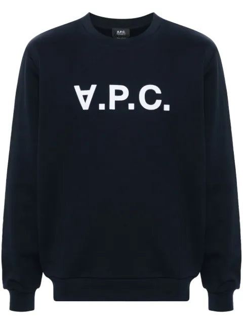 A.P.C. flocked-logo cotton sweatshirt