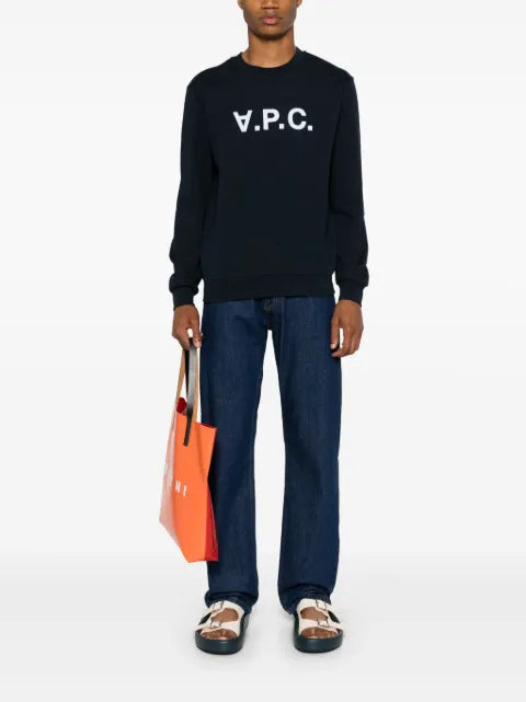 A.P.C. flocked-logo cotton sweatshirt