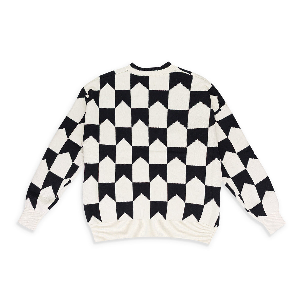BLACK/CREAM CHEVRON CHECKERED KNIT CARDIGAN