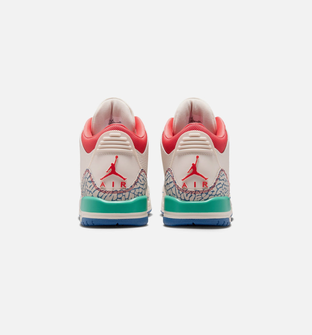 Air Jordan 3 Retro Play Your Way Youth Sneakers - Chalk/Track Red/True Blue/Kinetic Green