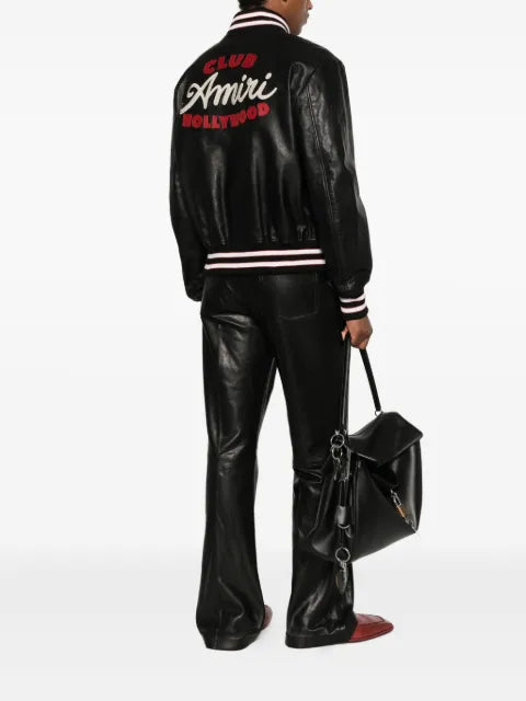 AMIRI embroidered leather varsity jacket