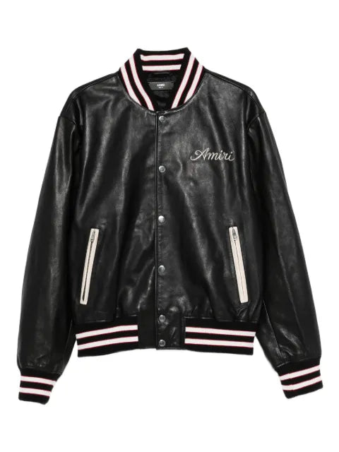 AMIRI embroidered leather varsity jacket