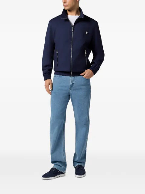 Billionaire zip-up badge wool jacket