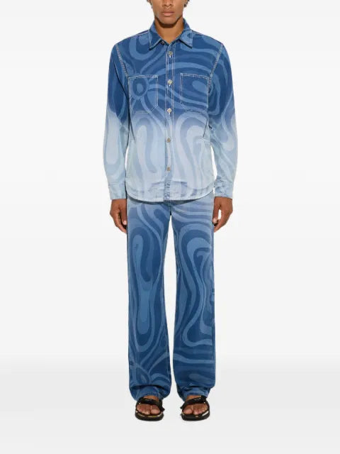 PUCCI Marmo print oversized denim jacket