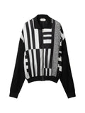 Versace knit zip cardigan with printed silk inserts