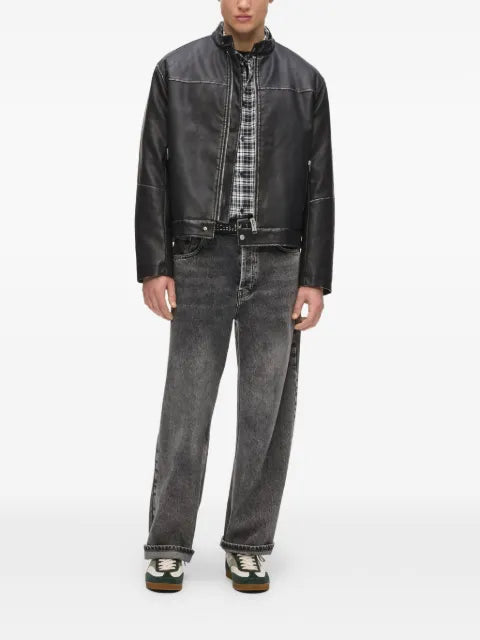 Karl Lagerfeld Jeans slogan-print distressed jacket