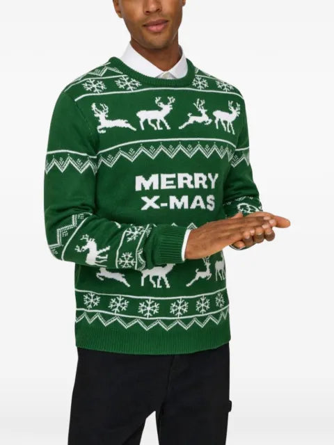 ONLY&SONS|Man intarsia-knit reindeer-motif sweater
