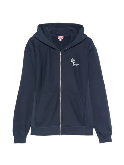 Kenzo flower-embroidered zip-up hoodie