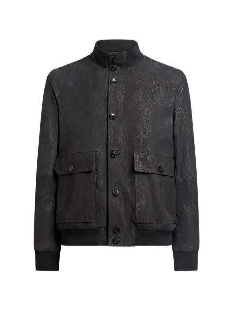 ETRO Arnica paisley-print suede bomber jacket