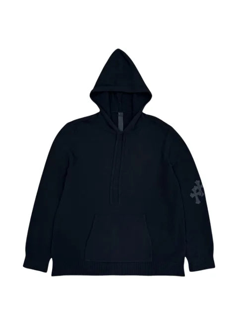 Chrome Hearts leather-patch cashmere hoodie