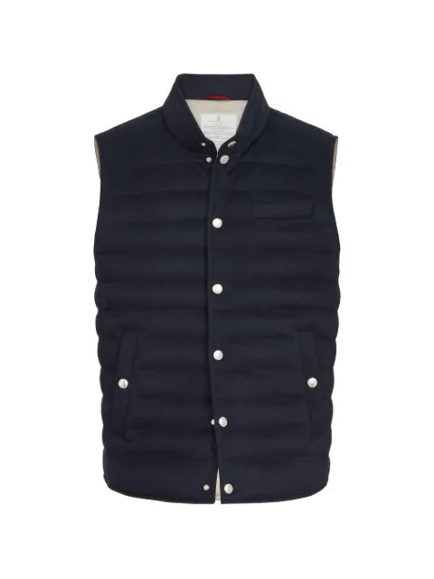 Brunello Cucinelli lightweight cashmere flannel down vest
