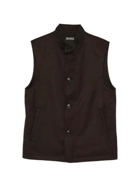 Zegna leather-trim button-up gilet
