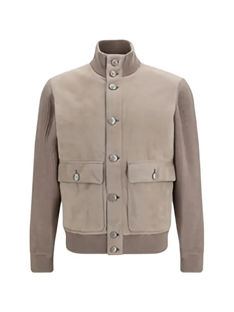 Brunello Cucinelli high-neck suede jacket