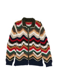 sacai mix-crochet knitted blouson