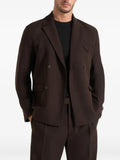Manière De Voir Didier in brown double breasted tailored wool-blend suit blazer