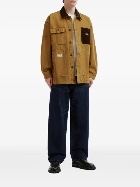 izzue corduroy-collar patch-pocket shirt jacket