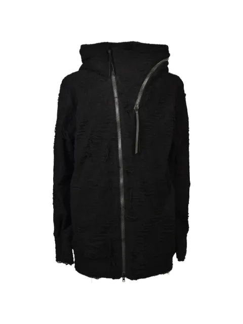D HYGEN distressed-effect pile hoodie