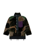 sacai x Kaws jacquard faux-fur jacket