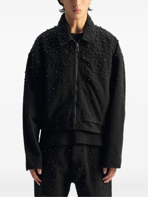 Purple Brand pearl-embellished cropped jacket