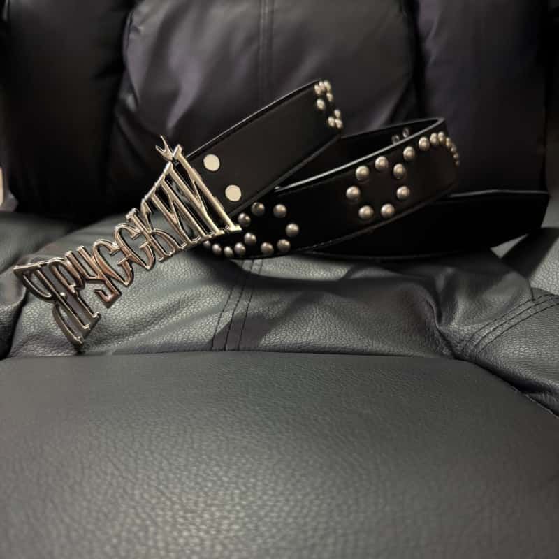 Twisted Studded Belt Dark Y2K Silver Irregular Letter Buckle Waist