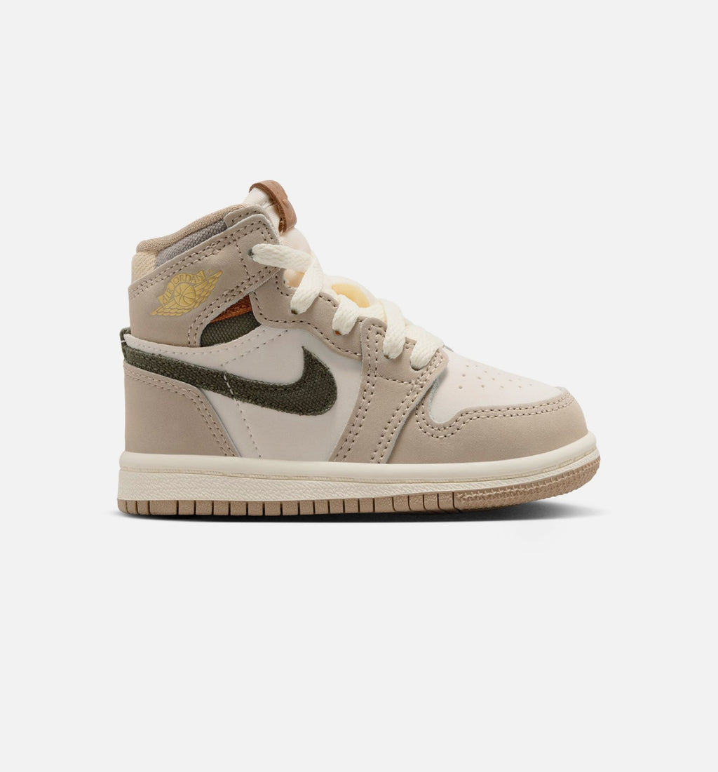 Air Jordan 1 Retro High OG Infant & Toddler Lifestyle Shoes - Khaki/Sail/Coconut Milk/Cargo Khaki