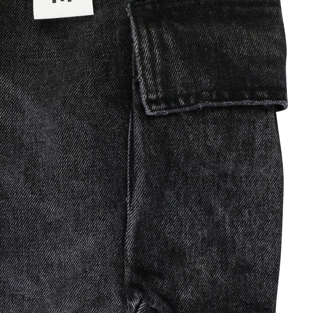 Black P011 Distressed Straight Leg Cargo Jeans