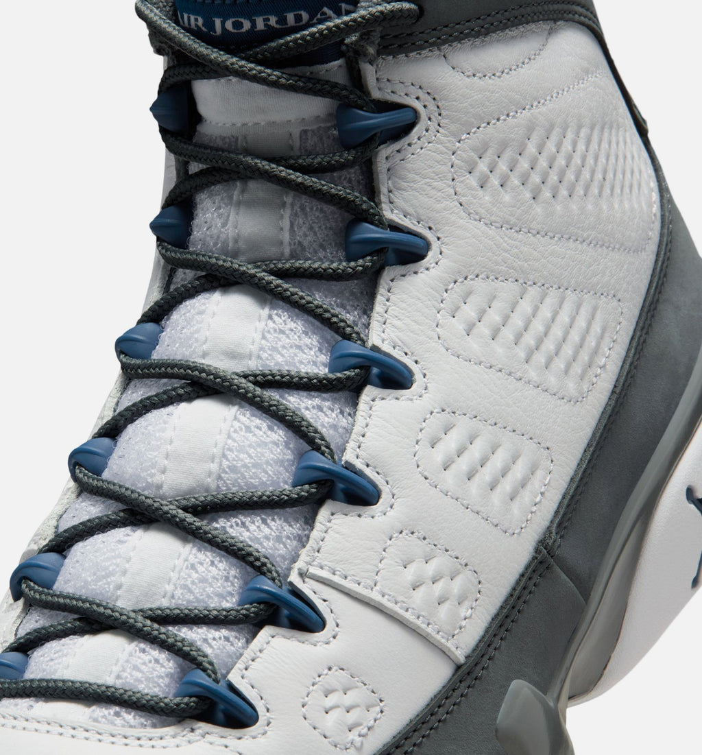 Air Jordan 9 Retro Flint Grey and French Blue Men's Lifestyle Shoe – White/French Blue/Flint Grey