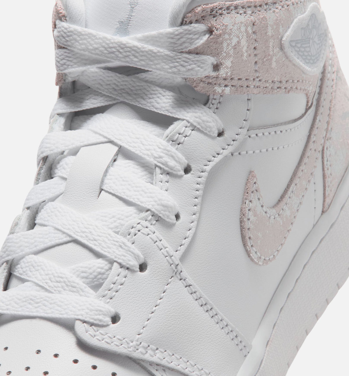 Air Jordan 1 Mid SE Youth Lifestyle Sneakers - White/Field Silver