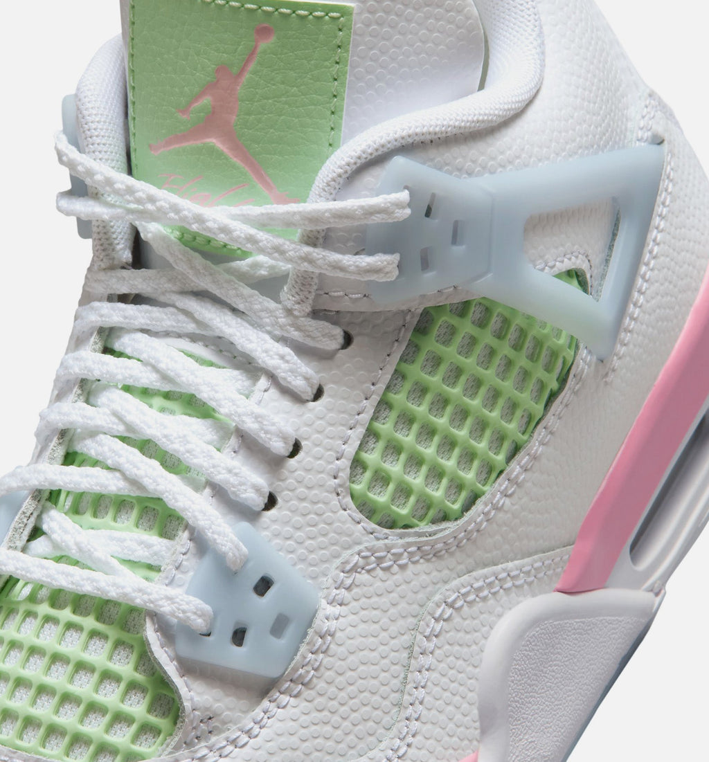 Air Jordan 4 Retro Medium Soft Pink Big Kids' Sneakers - White / Soft Pink / Blue