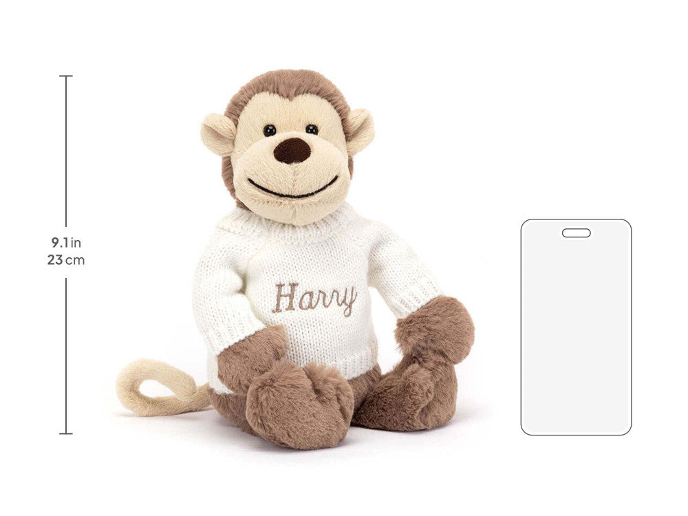 Bashful Monkey with Personalized Cream Jumper
