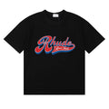 Rhude Retro Script Race Trust Logo Black Oversized T‑Shirt