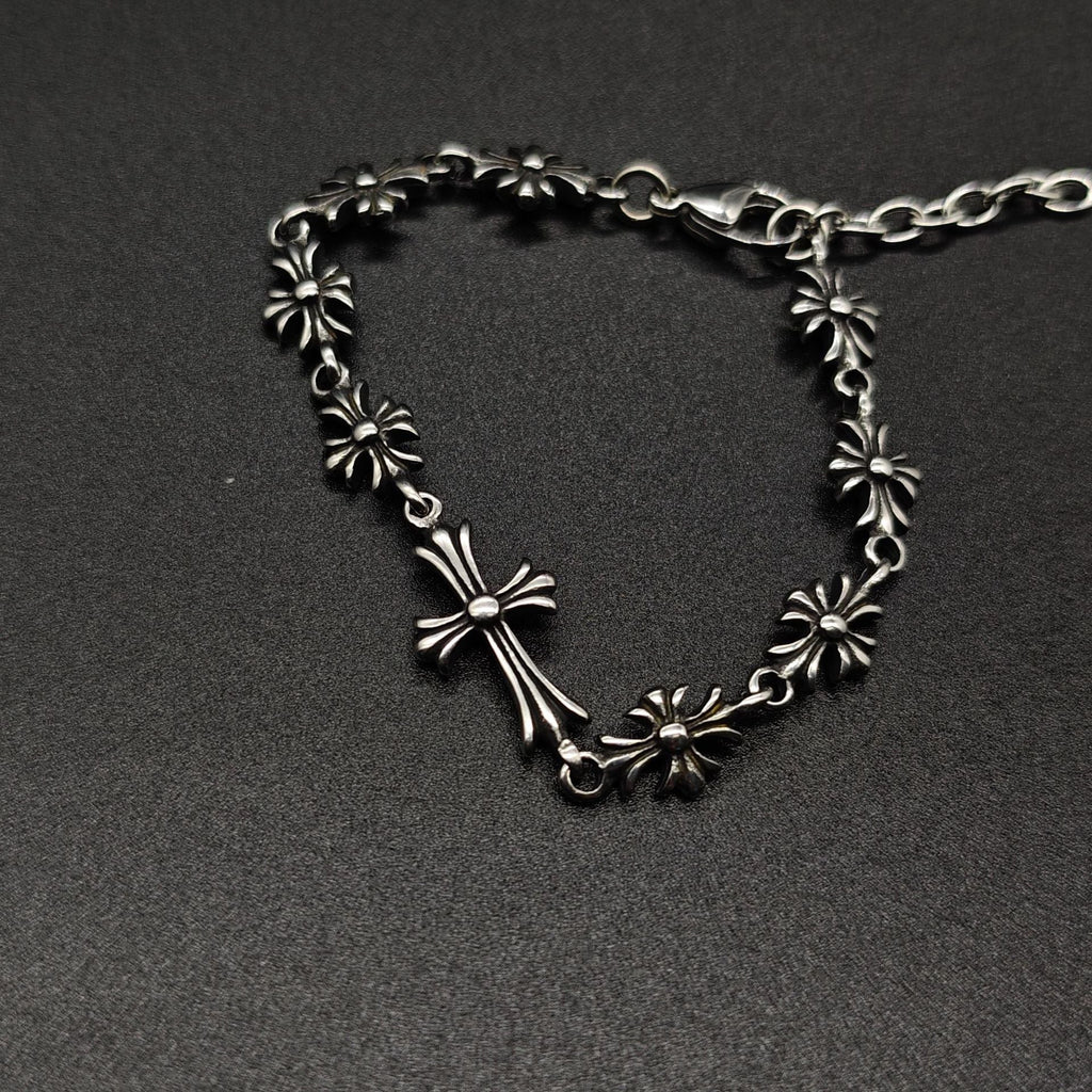 Chrome Hearts Sterling Silver Tiny E CH Plus Corss bracelet