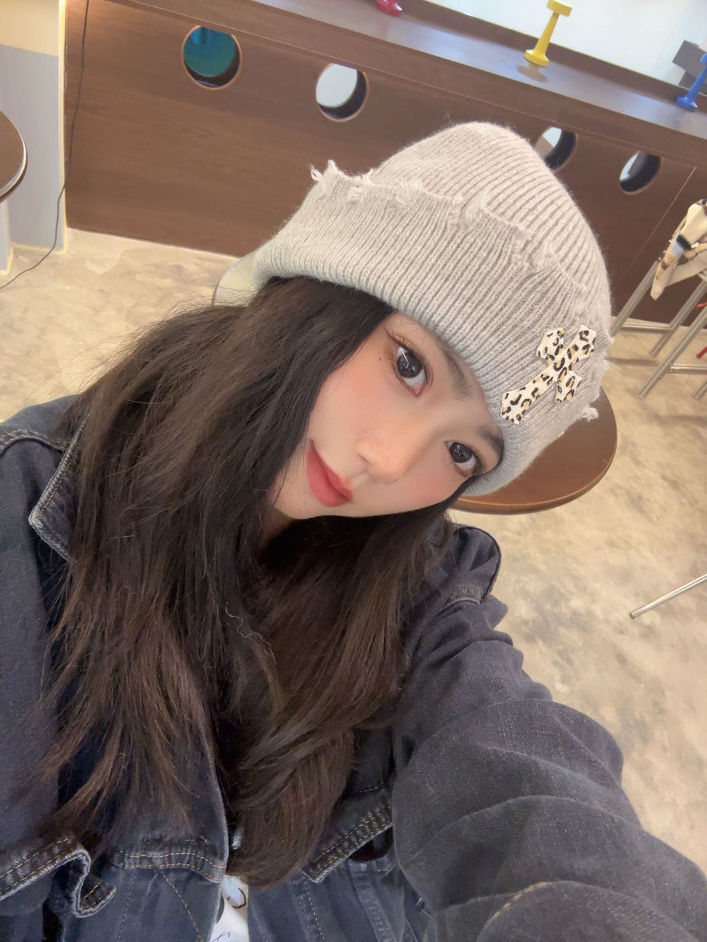Leopard Cross Distressed Knit Beanie Cuffed Winter Hat Multi‑Style
