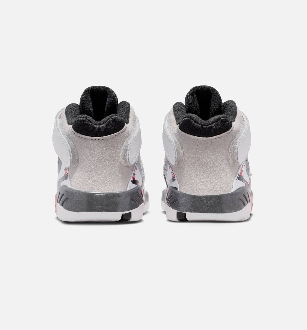 Air Jordan 8 Retro White and True Red Infant/Toddler Sneakers - White/Black/True Red