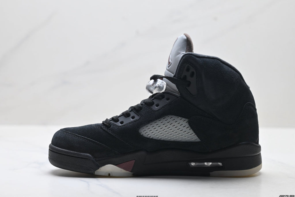 Air Jordan 5 Retro Triple Black Red Accent Sneakers