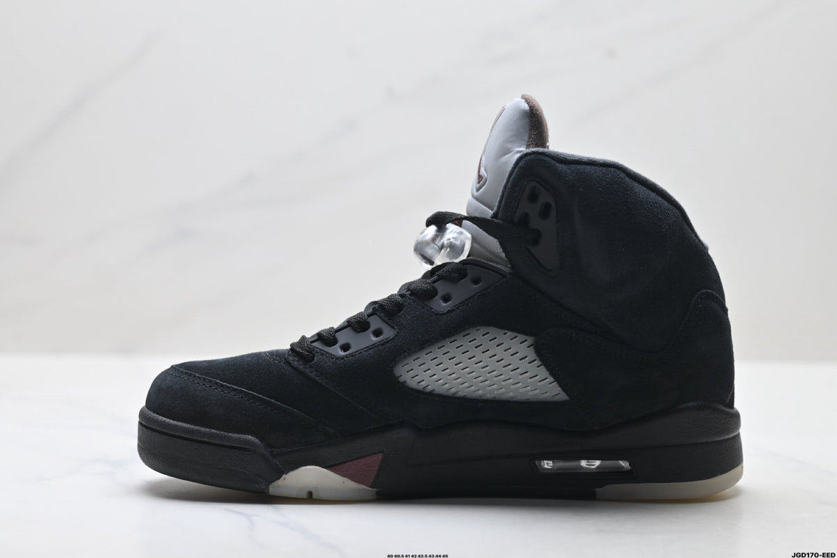 Air Jordan 5 Retro Triple Black Red Accent Sneakers