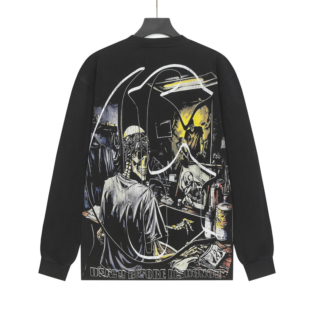 Godspeed Washed Black Rock Graphic Long-Sleeve T-Shirt