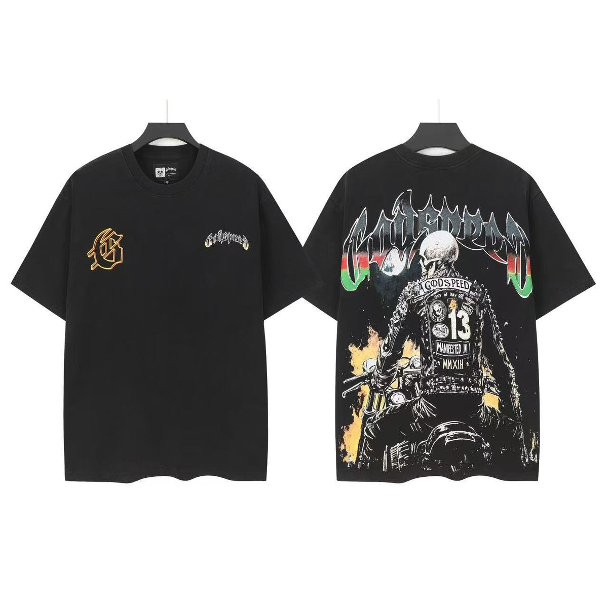Godspeed Biker Skeleton Graphic T-Shirt