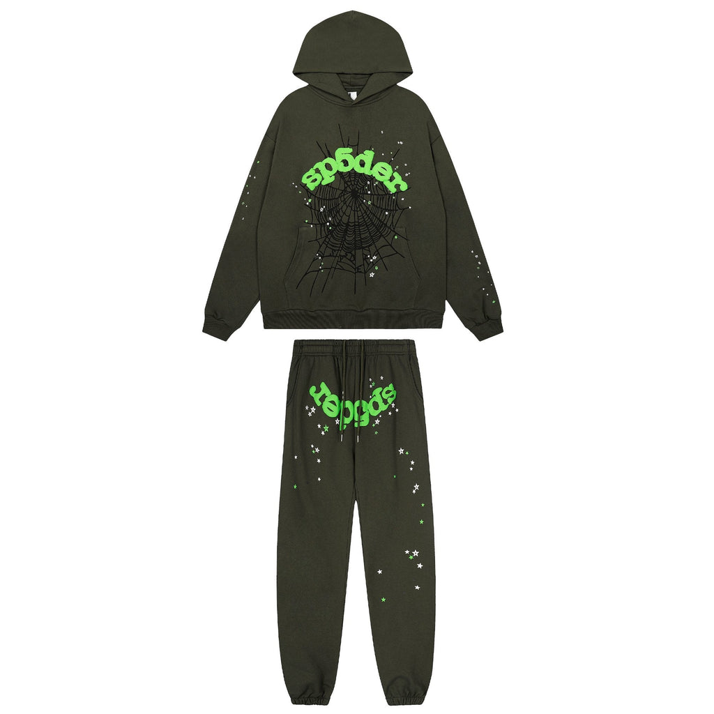 Sp5der Dark Olive Spider Web Star Matching Set