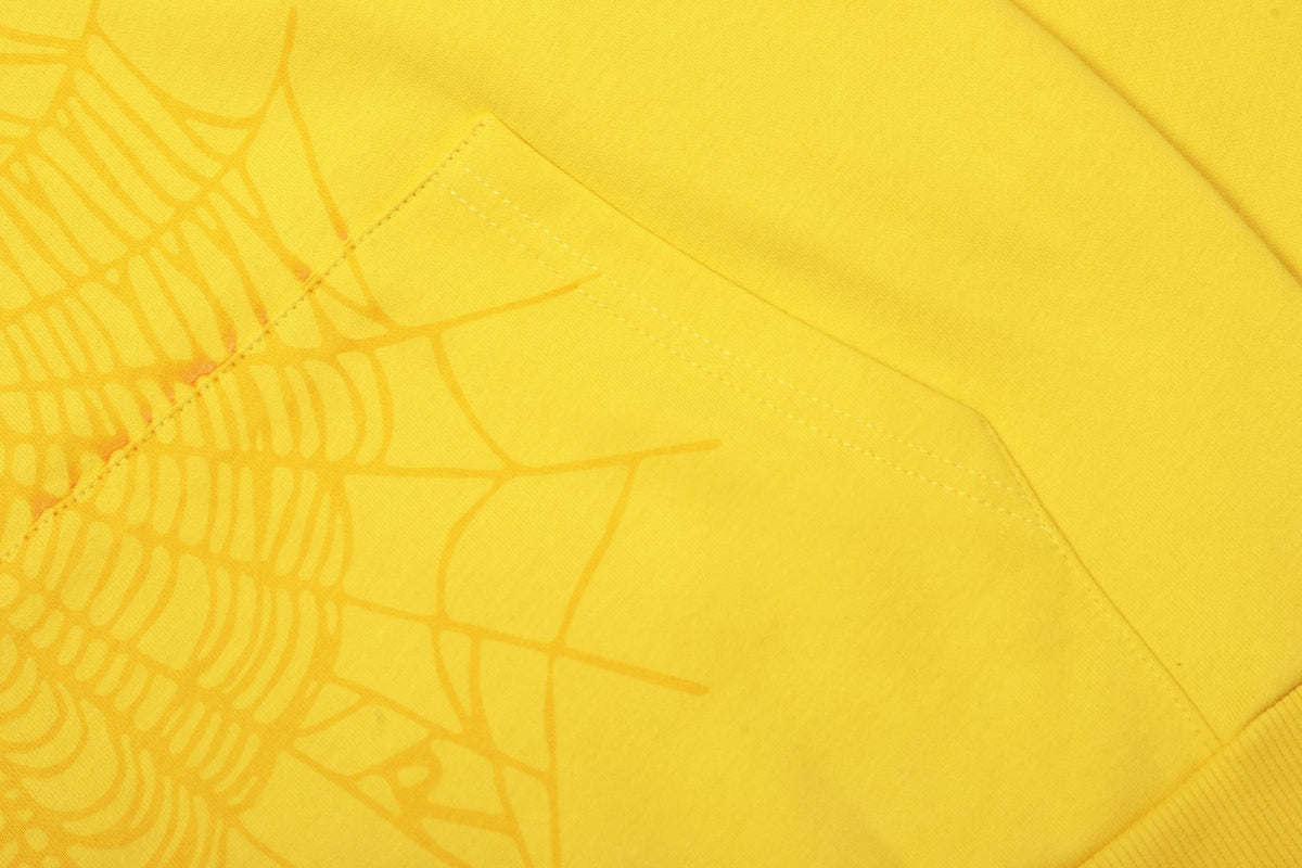 Sp5der Yellow Graphic Hoodie & Sweatpants Matching Set