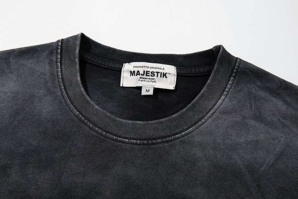 MAJESTIK Washed Black Distressed Graphic T-Shirt