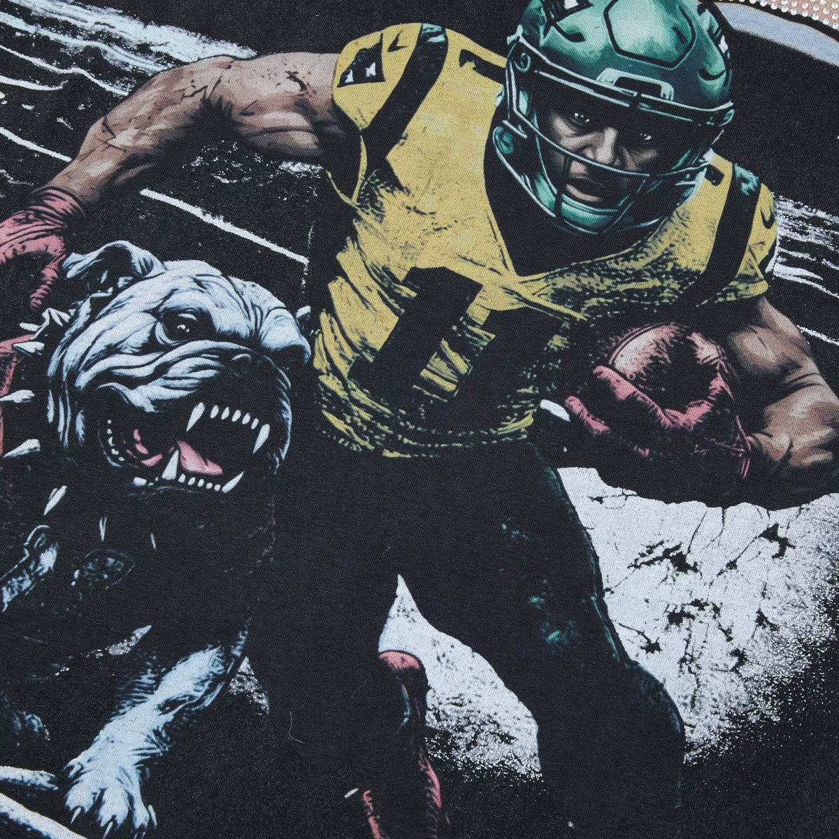 MAJESTIK Bulldog Football Graphic Cropped T-Shirt