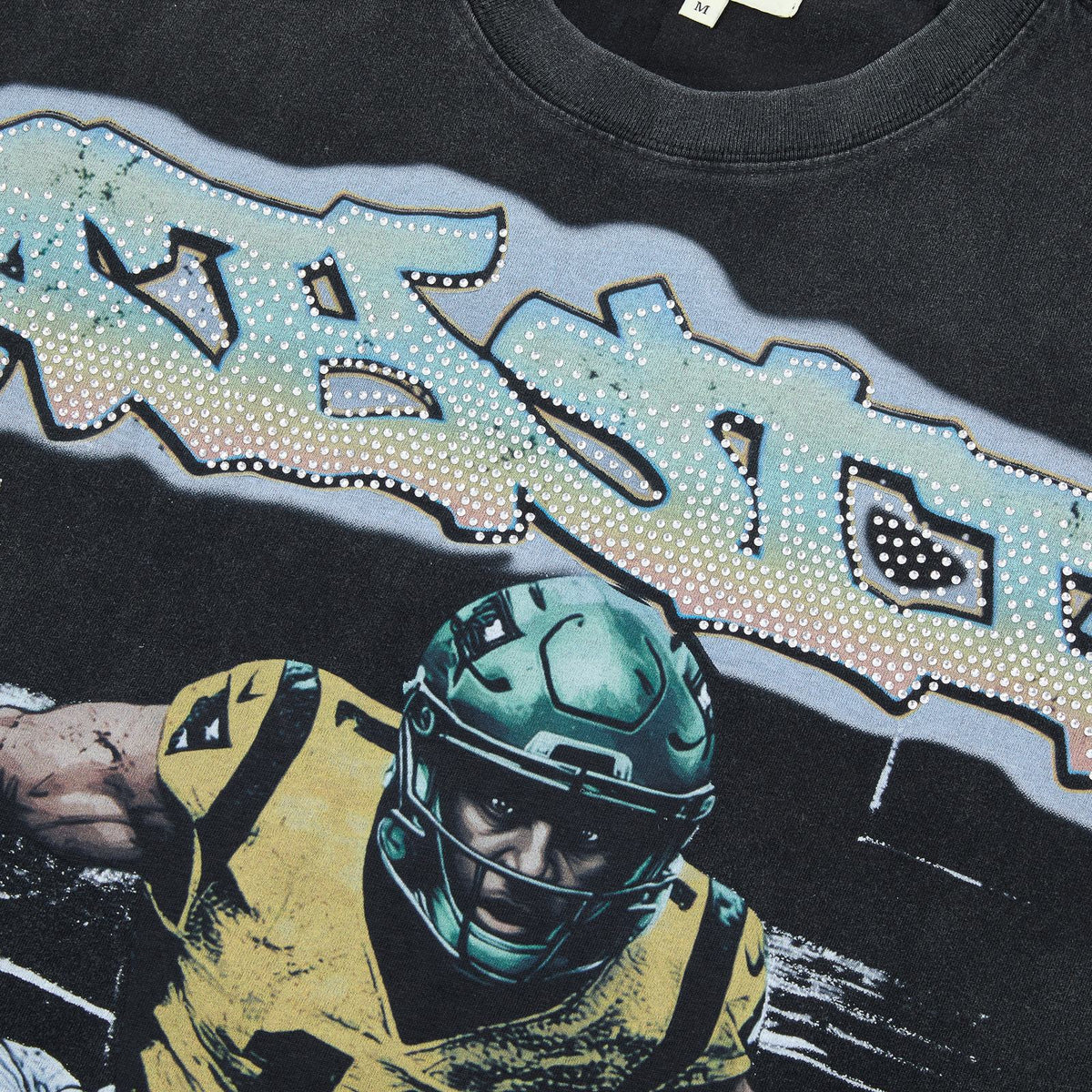 MAJESTIK Bulldog Football Graphic Cropped T-Shirt