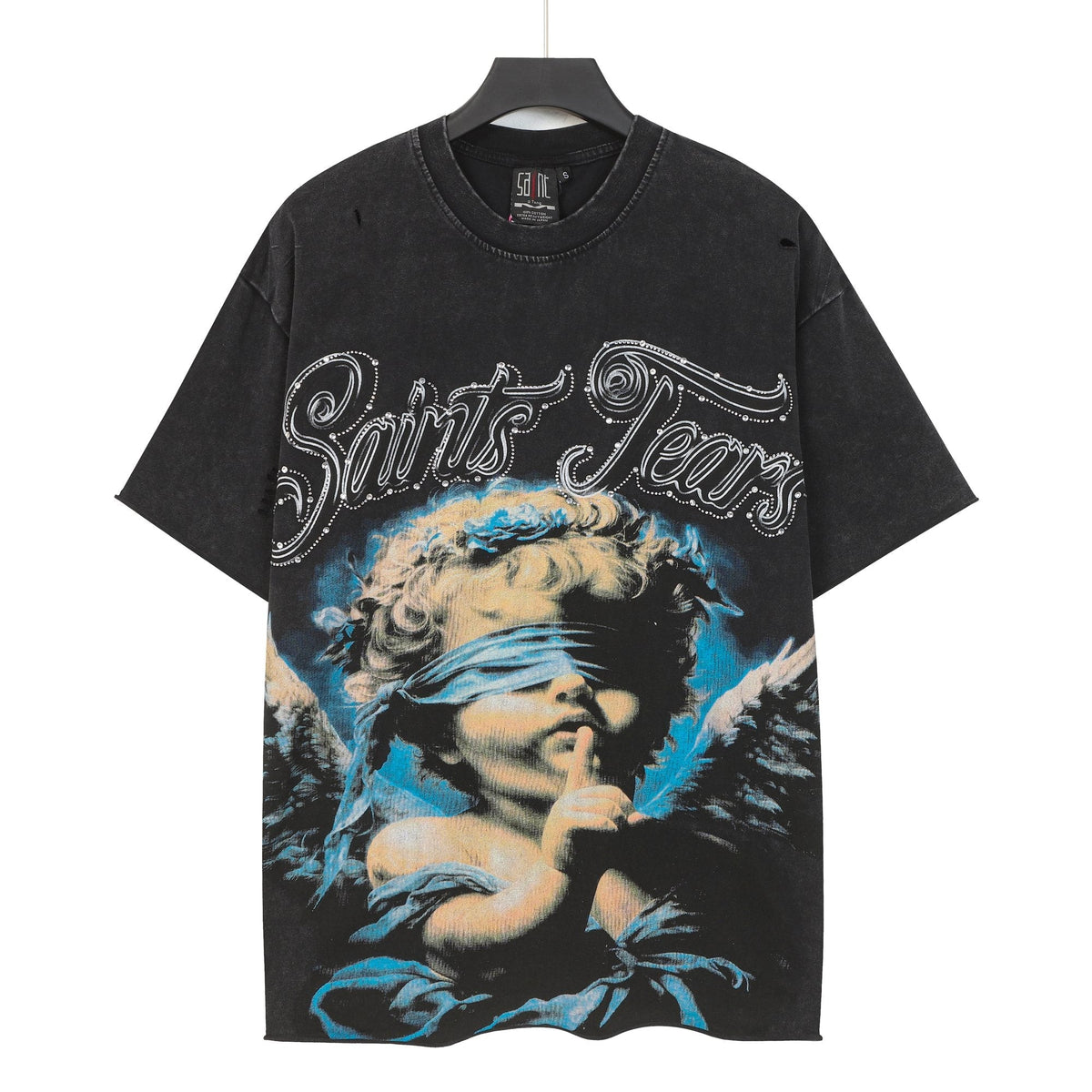 SAINT Angel Graphic Washed Black T-Shirt