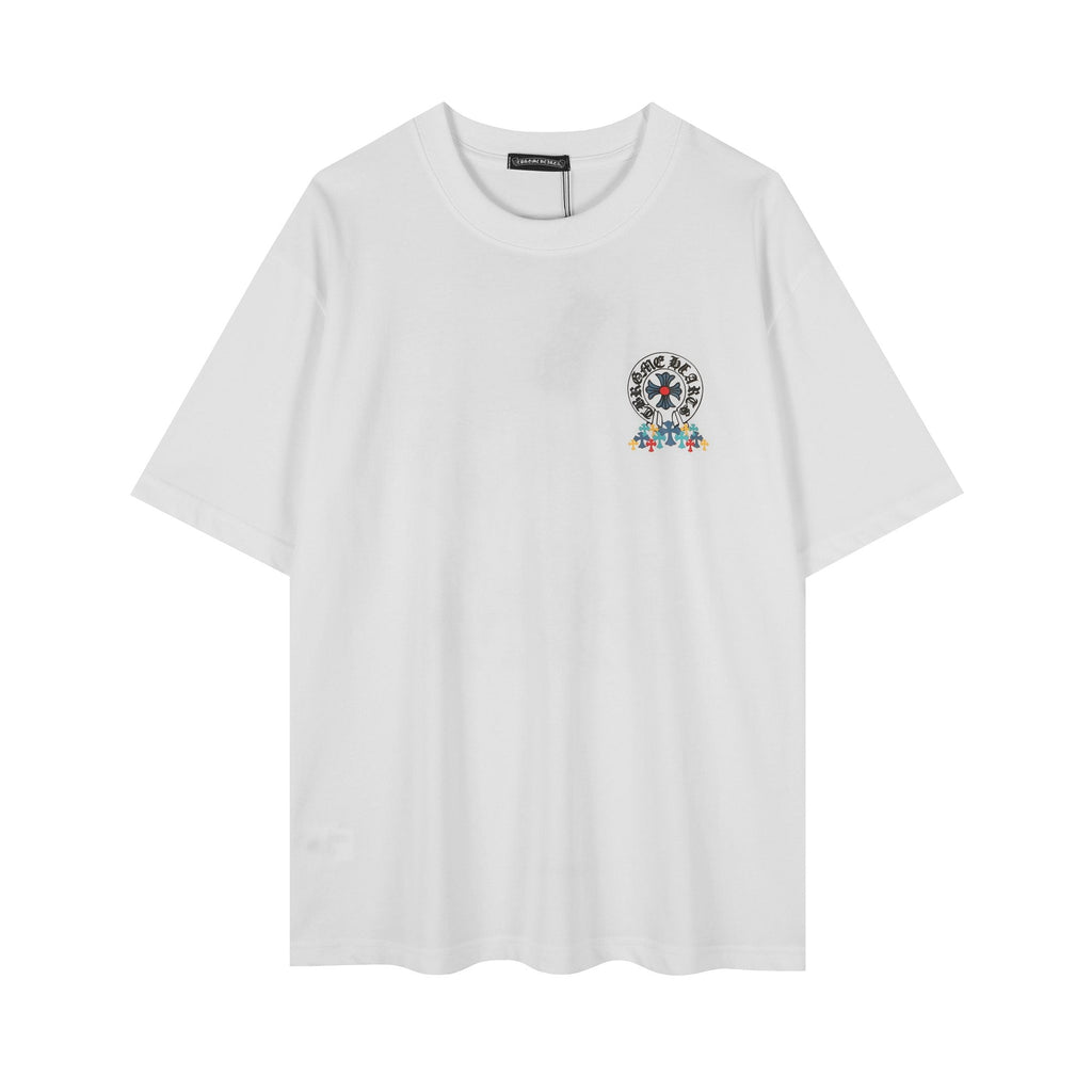 Chrome Hearts Rainbow Floral Cross Graphic T-Shirt