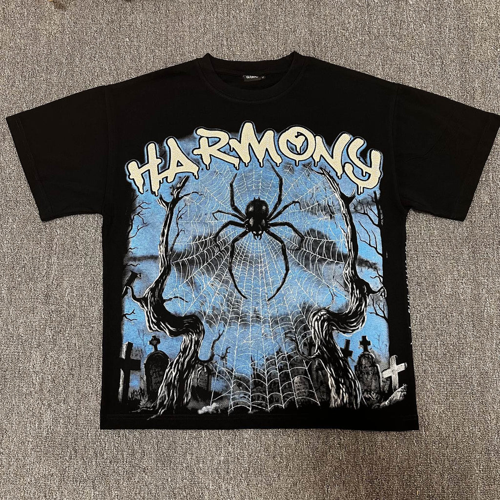 HARMONY Spider Web Graphic Black Short-Sleeve T-Shirt