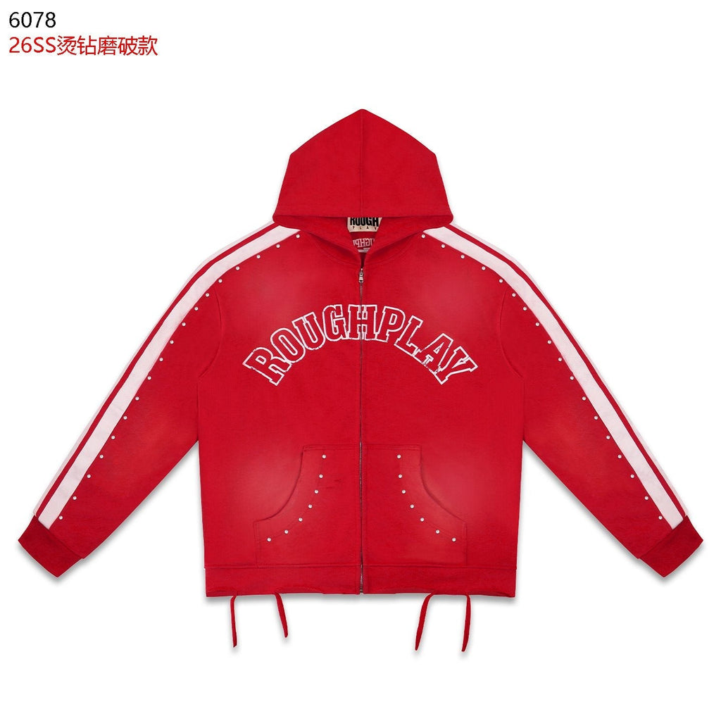 Rough Play Studded Stripe Full-Zip Hoodie